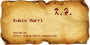 Kubis Harri névjegykártya